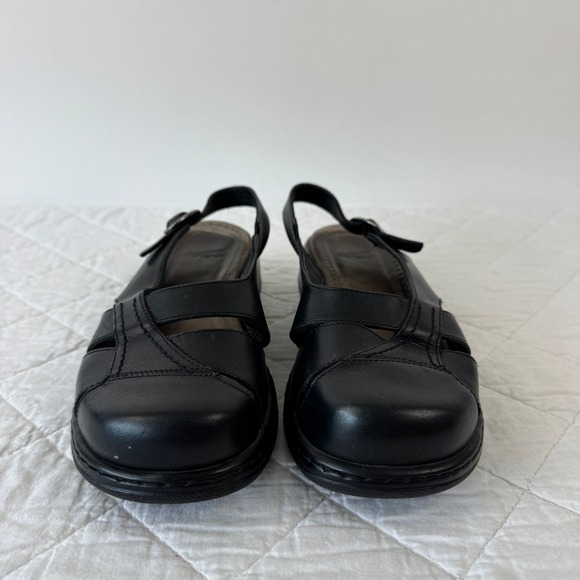 Dansko Black Leather Fisherman Sandals Slingback Platform Clogs Portugal Size 9 - Picture 3 of 10